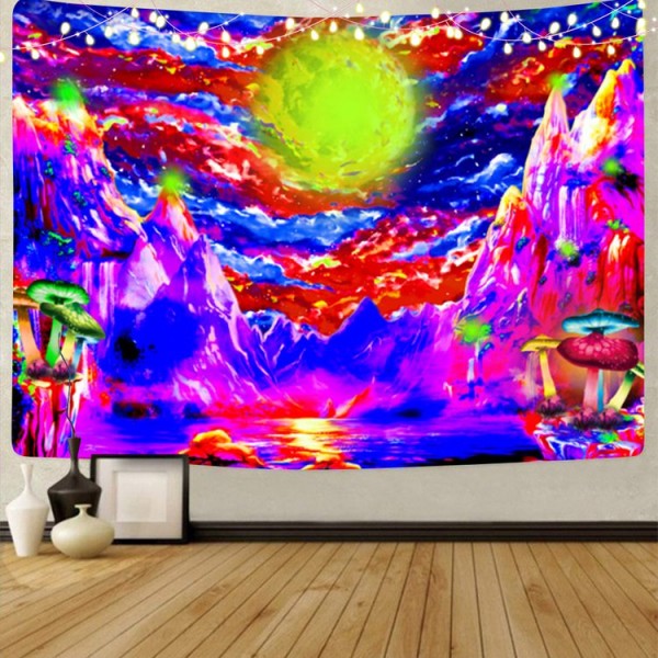 Landscape - UV Reactive Tapestry with Wall Hanging Accessories