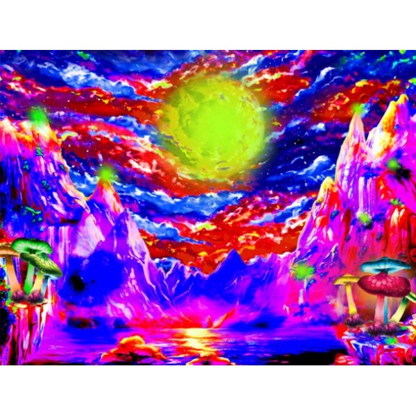 Landscape - UV Reactive Tapestry with Wall Hanging Accessories