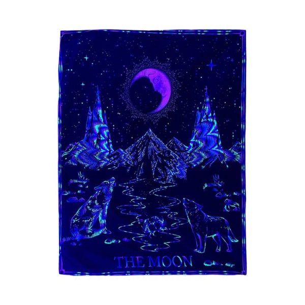 Tarot moon - UV Reactive Tapestry with Wall Hanging Accessories