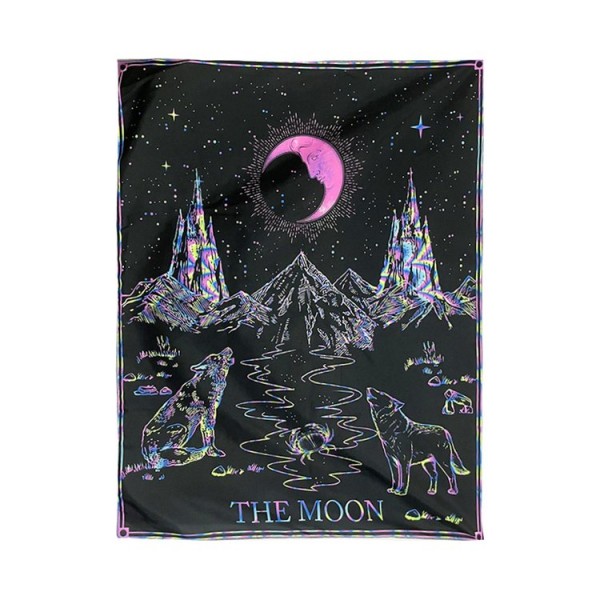 Tarot moon - UV Reactive Tapestry with Wall Hanging Accessories
