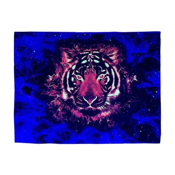 Tiger - UV Reactive Tapestry with Wall Hanging Accessories