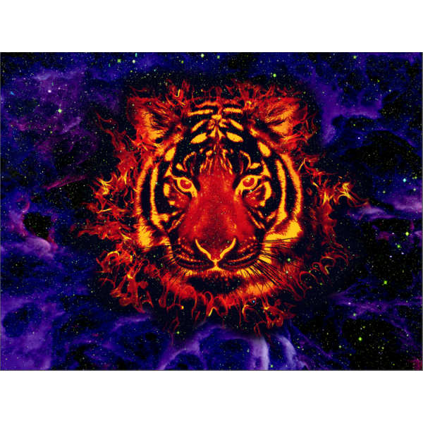 Tiger - UV Reactive Tapestry with Wall Hanging Accessories