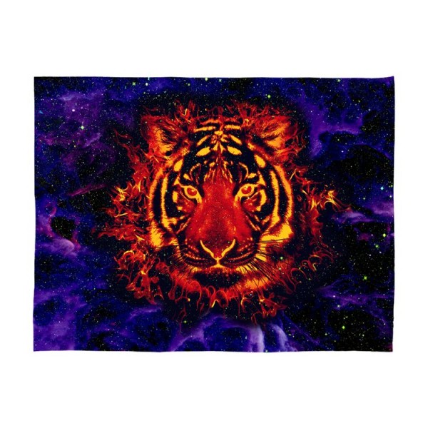 Tiger - UV Reactive Tapestry with Wall Hanging Accessories