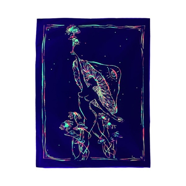 Mushroom - UV Reactive Tapestry with Wall Hanging Accessories
