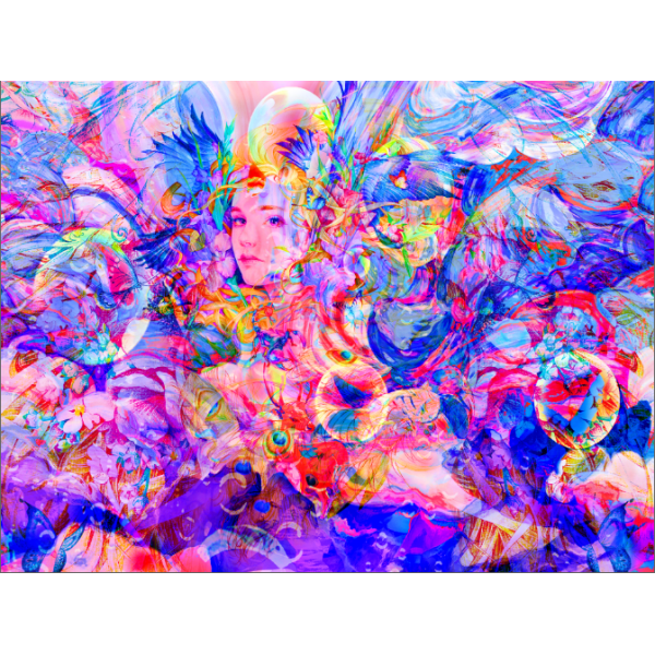 Psychedelic Girl - UV Reactive Tapestry with Wall Hanging Accessories