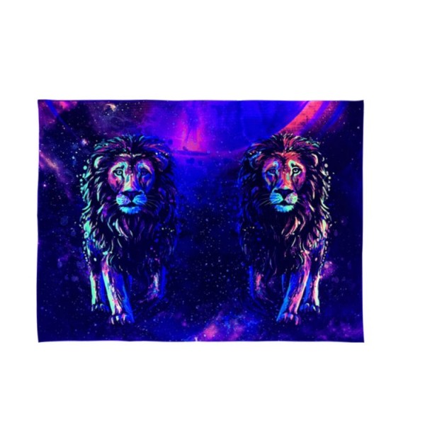 Lion - UV Reactive Tapestry with Wall Hanging Accessories