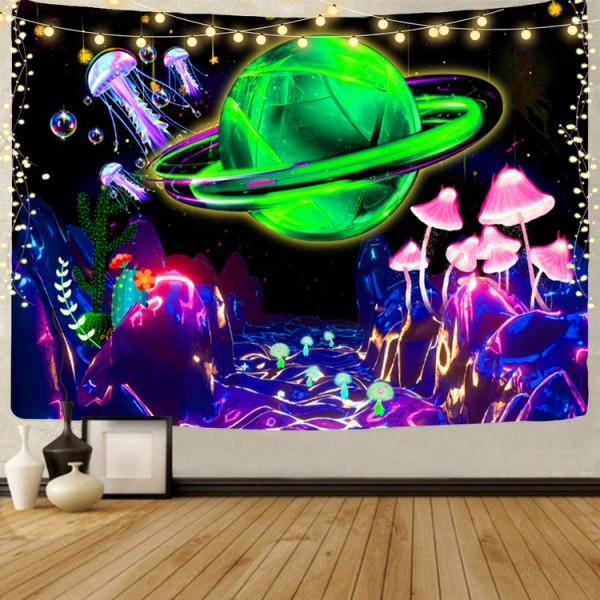 Galaxy - UV Reactive Tapestry with Wall Hanging Accessories