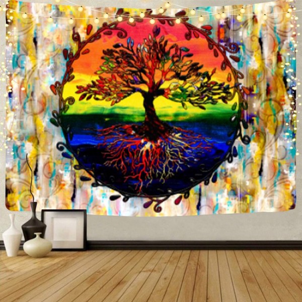 Psychedelic Tree - UV Reactive Tapestry with Wall Hanging Accessories