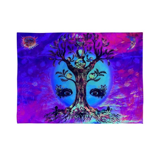 Psychedelic Tree - UV Reactive Tapestry with Wall Hanging Accessories