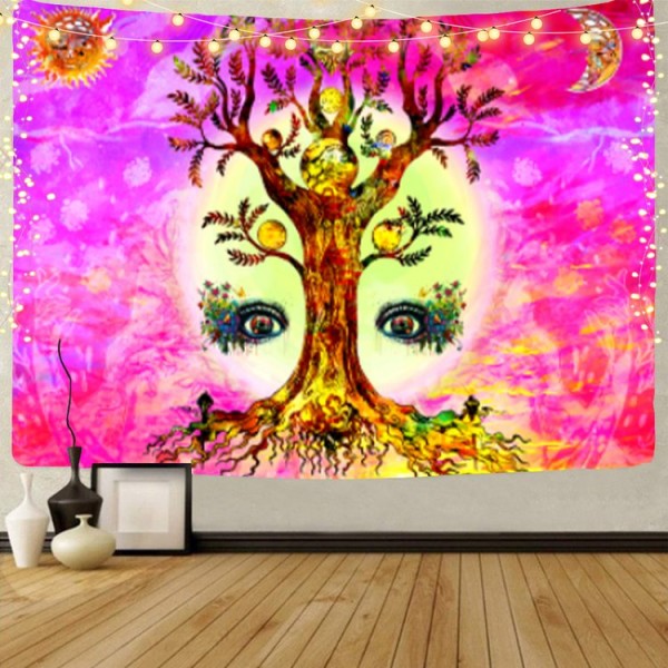 Psychedelic Tree - UV Reactive Tapestry with Wall Hanging Accessories