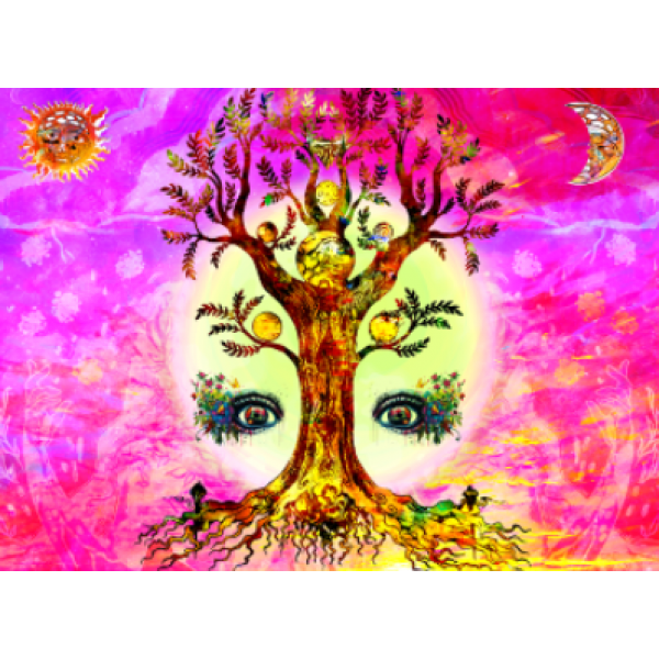 Psychedelic Tree - UV Reactive Tapestry with Wall Hanging Accessories