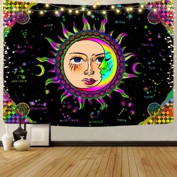 Sun&Moon - UV Reactive Tapestry with Wall Hanging Accessories