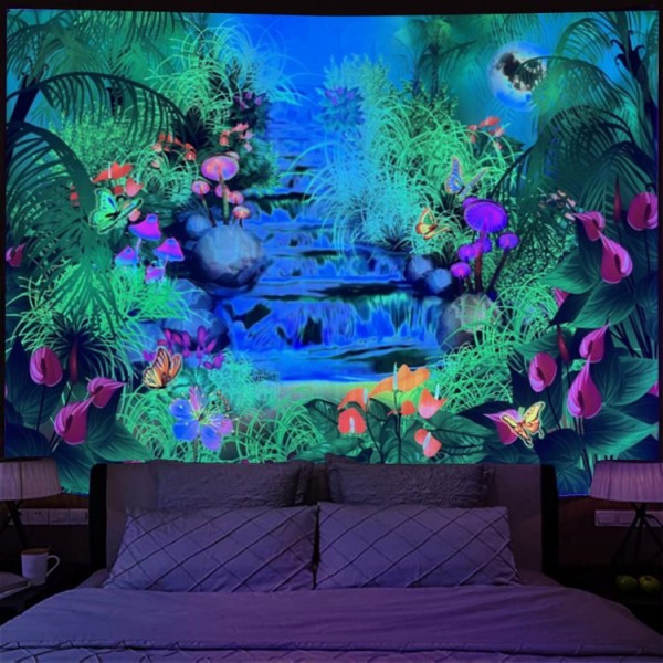 Garden - UV Reactive Tapestry with Wall Hanging Accessories
