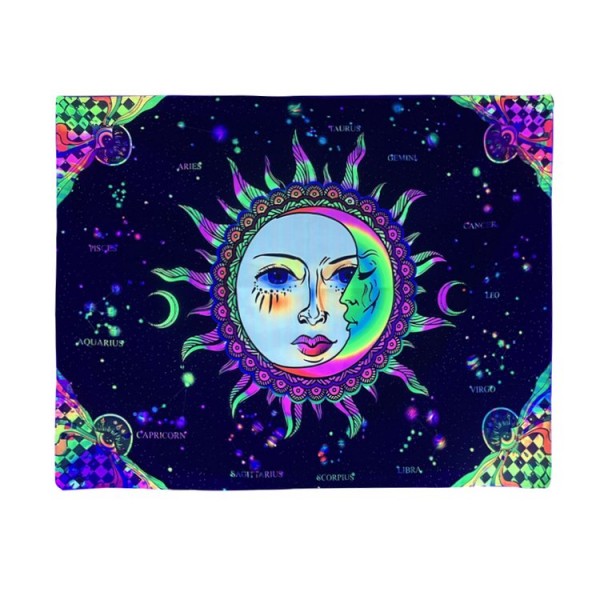 Sun&Moon - UV Reactive Tapestry with Wall Hanging Accessories