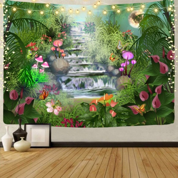 Garden - UV Reactive Tapestry with Wall Hanging Accessories