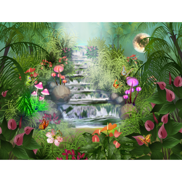 Garden - UV Reactive Tapestry with Wall Hanging Accessories