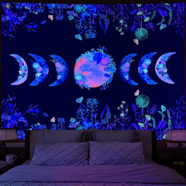 Moon&Sun - UV Reactive Tapestry with Wall Hanging Accessories