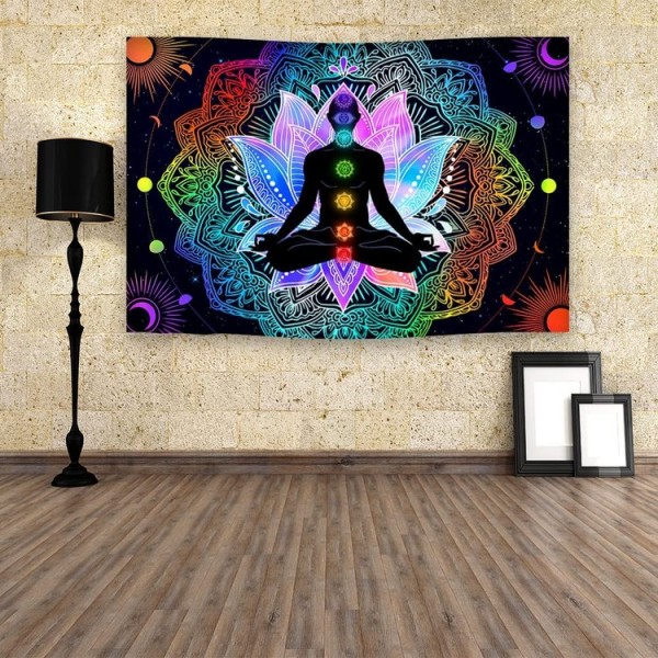 Meditation - UV Reactive Tapestry with Wall Hanging Accessories