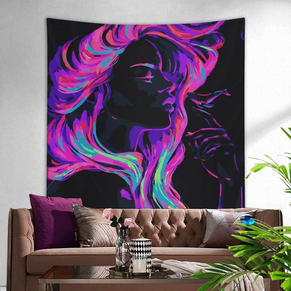 Woman - UV Reactive Tapestry with Wall Hanging Accessories
