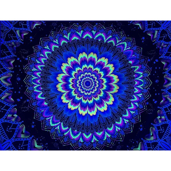 Mandala  - UV Reactive Tapestry with Wall Hanging Accessories
