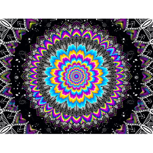 Mandala  - UV Reactive Tapestry with Wall Hanging Accessories