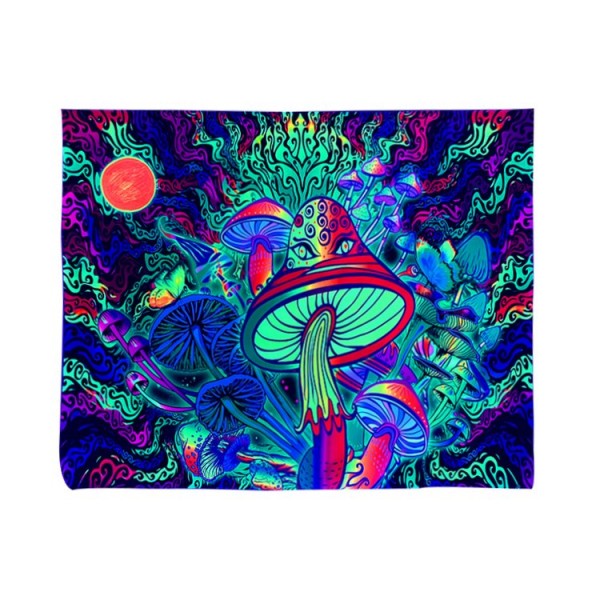Mushroom - UV Reactive Tapestry with Wall Hanging Accessories