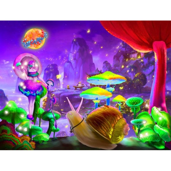 Mushroom snails - UV Reactive Tapestry with Wall Hanging Accessories