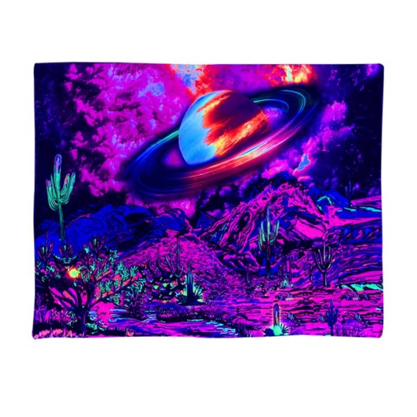 Galaxy - UV Reactive Tapestry with Wall Hanging Accessories