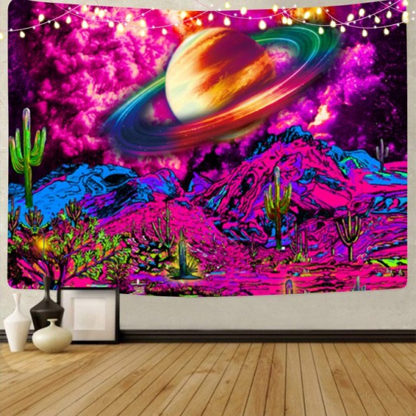 Galaxy - UV Reactive Tapestry with Wall Hanging Accessories