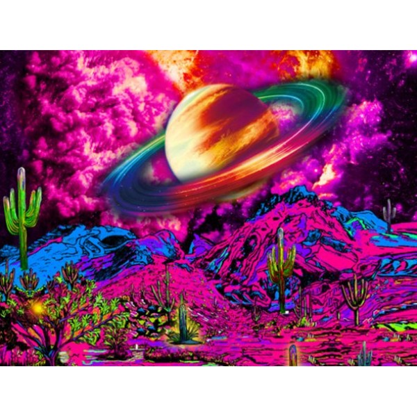 Galaxy - UV Reactive Tapestry with Wall Hanging Accessories