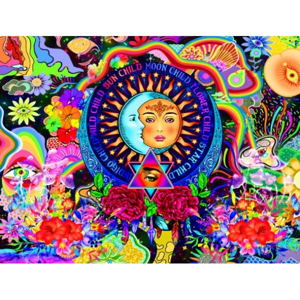 Moon&Sun - UV Reactive Tapestry with Wall Hanging Accessories