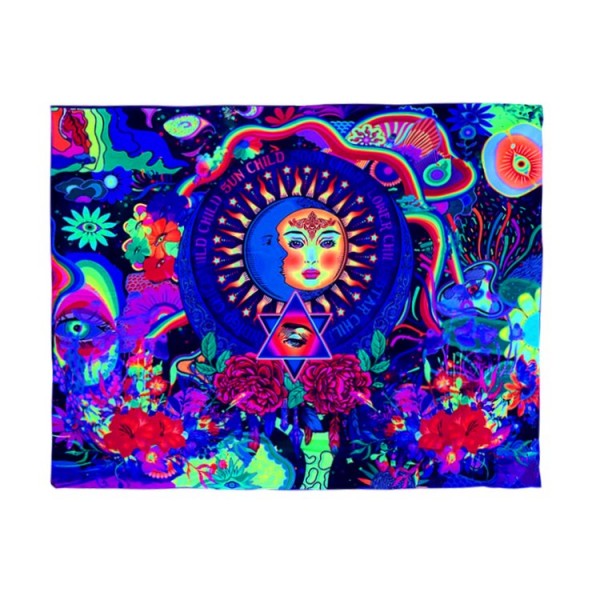 Moon&Sun - UV Reactive Tapestry with Wall Hanging Accessories