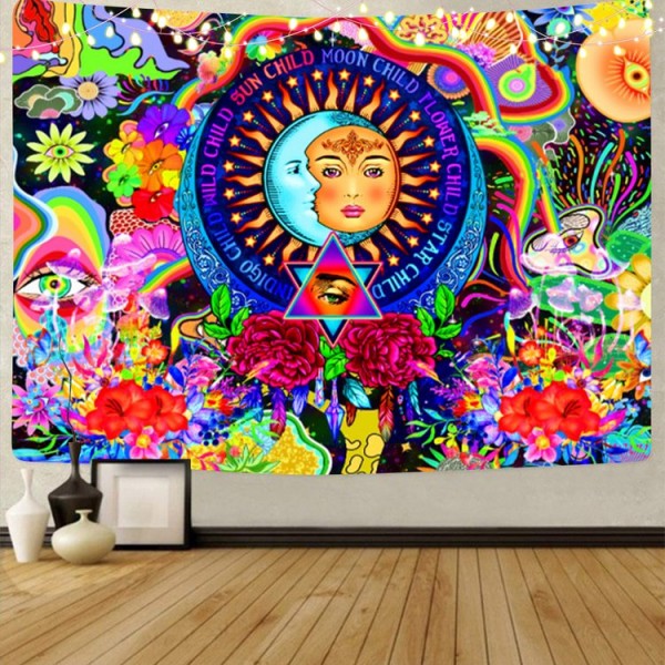 Moon&Sun - UV Reactive Tapestry with Wall Hanging Accessories
