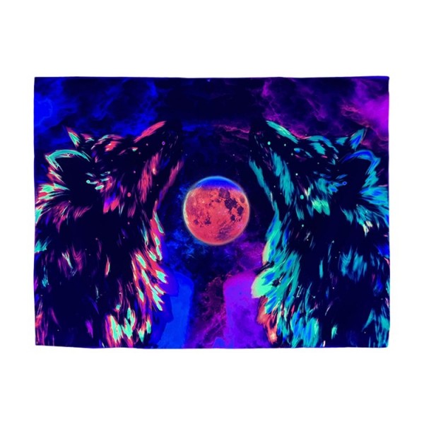 Wolf - UV Reactive Tapestry with Wall Hanging Accessories