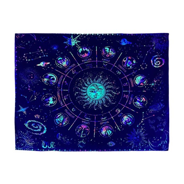 Zodiac - UV Reactive Tapestry with Wall Hanging Accessories
