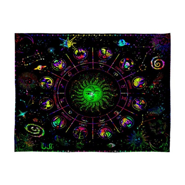Zodiac - UV Reactive Tapestry with Wall Hanging Accessories