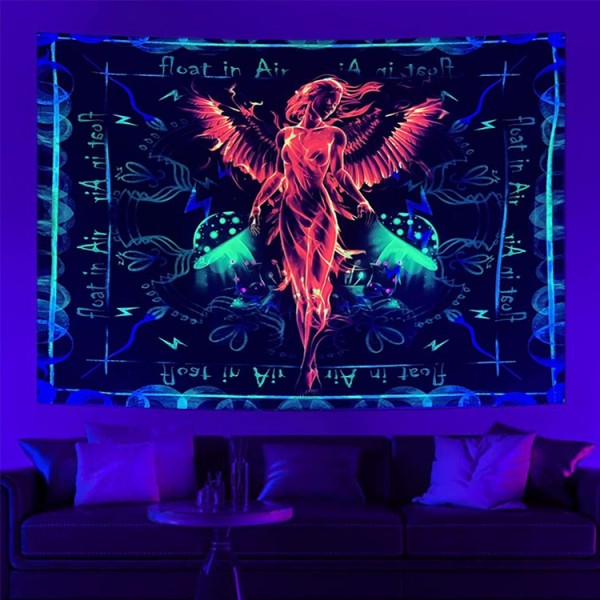 Angel Phoenix - UV Reactive Tapestry with Wall Hanging Accessories