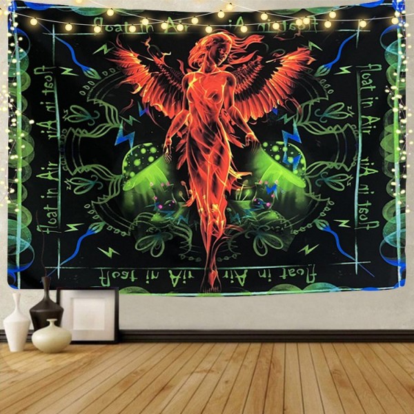 Angel Phoenix - UV Reactive Tapestry with Wall Hanging Accessories
