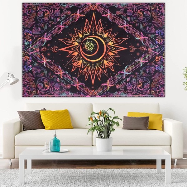 Psychedelic Moon - UV Reactive Tapestry with Wall Hanging Accessories