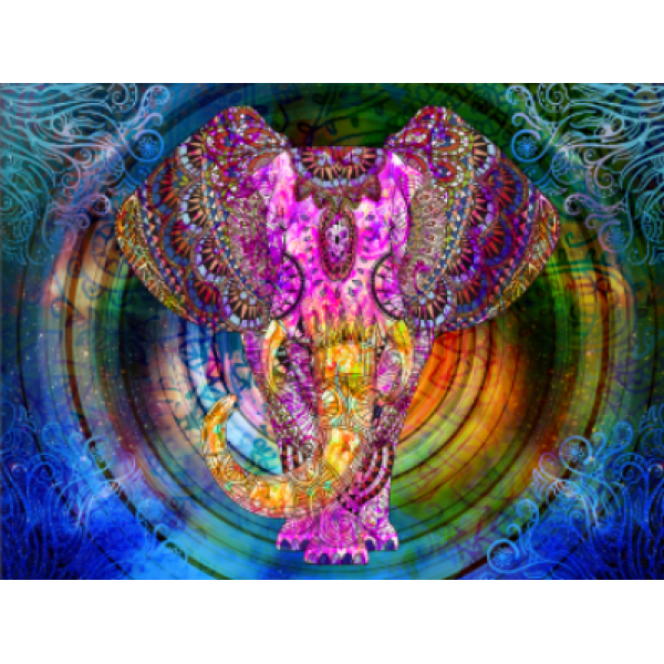 Elephant - UV Reactive Tapestry with Wall Hanging Accessories