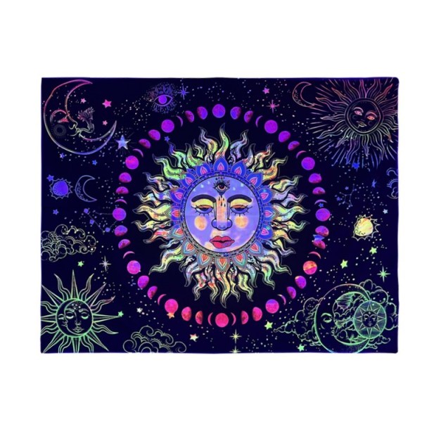 Sun - UV Reactive Tapestry with Wall Hanging Accessories