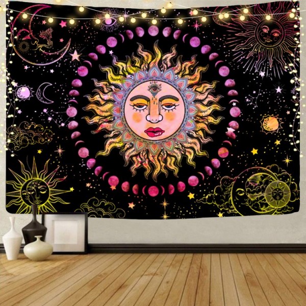 Sun - UV Reactive Tapestry with Wall Hanging Accessories