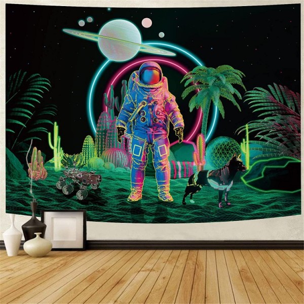 Astronaut - UV Reactive Tapestry with Wall Hanging Accessories