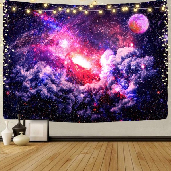 Galaxy - UV Reactive Tapestry with Wall Hanging Accessories