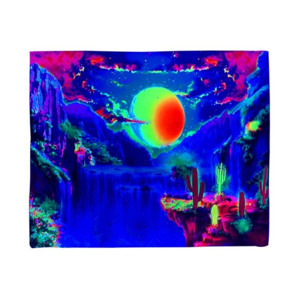 Waterfall- UV Reactive Tapestry with Wall Hanging Accessories