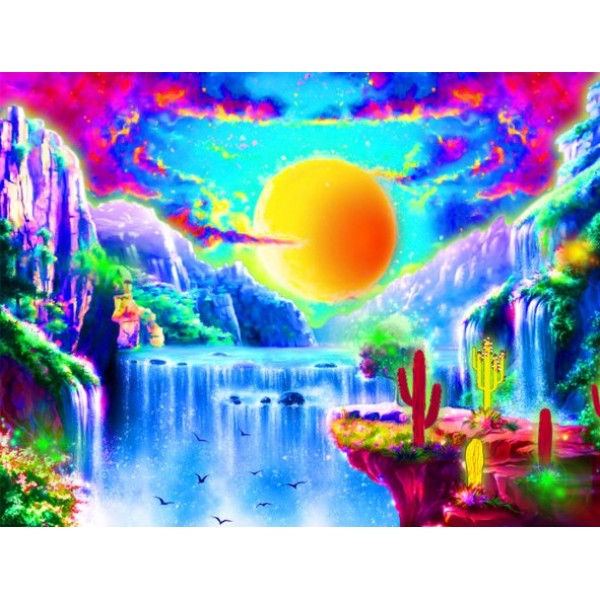 Waterfall- UV Reactive Tapestry with Wall Hanging Accessories