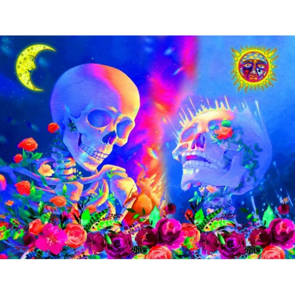 Skull - UV Reactive Tapestry with Wall Hanging Accessories