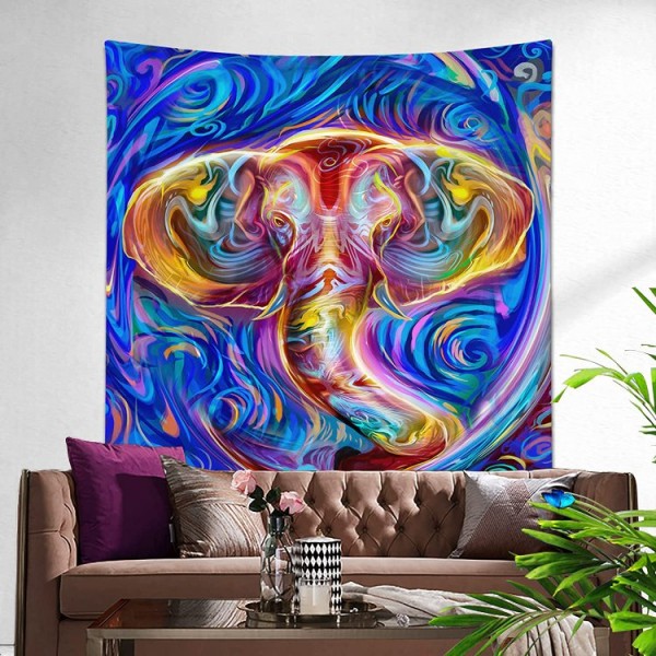 Elephant - UV Reactive Tapestry with Wall Hanging Accessories