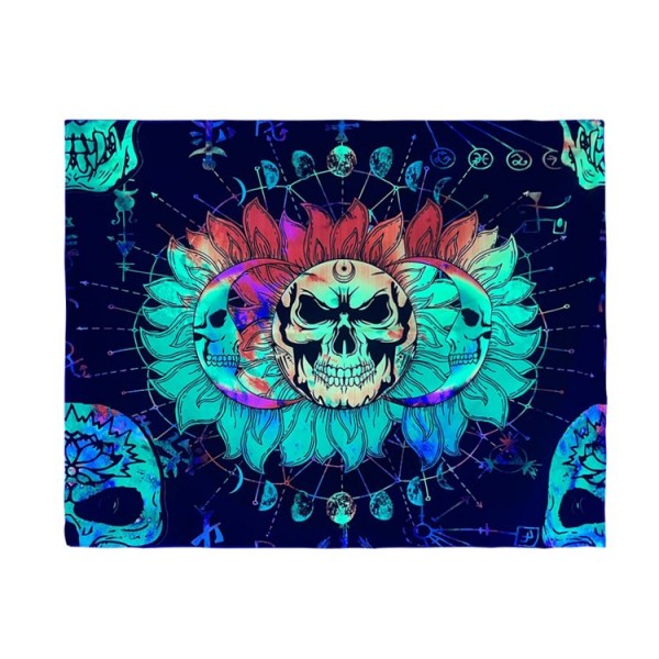Skull Moon - UV Reactive Tapestry with Wall Hanging Accessories