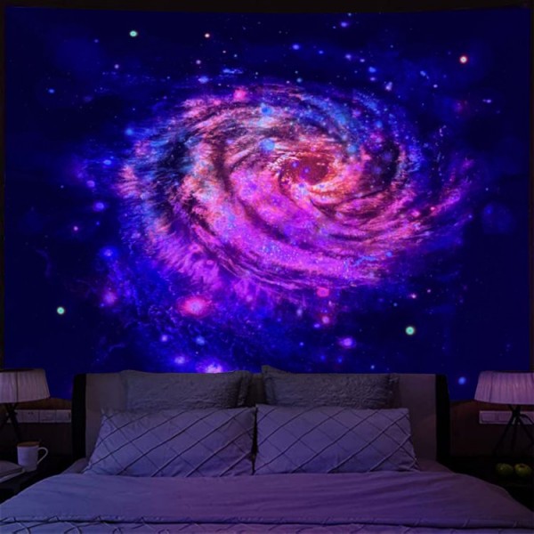 Galaxy - UV Reactive Tapestry with Wall Hanging Accessories